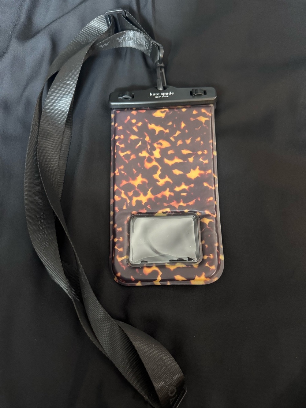 kate spade Tortoiseshell-Pattern Waterproof Phone Pouch with Lanyard